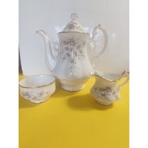 Vintage Paragon Tea Pot Set Victoriana Rose includes creamer and sugar bowl